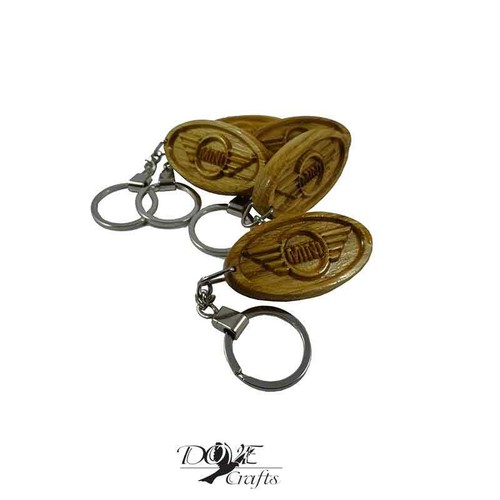 Wooden car logo keyring - car,