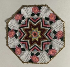 Vintage Hand Beaded Doiley Place Mat / Trivet 20cm D