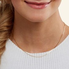 $4100 14K Solid Yellow Gold Box Necklace Real Gold Chain 18"