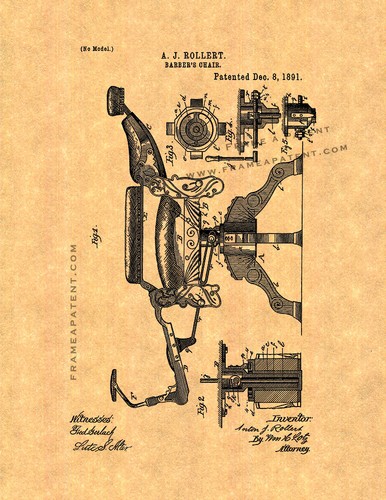 Barber chair patent print - barber's,