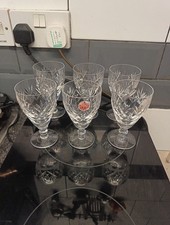 6x Webb Corbett Crystal White Wine Glasses. Georgian Pattern. 