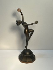 Art Deco spelter bronzed nude dancing girl after josef Lorenzl