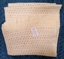 Boots Yellow Vintage Pram Blanket Cellular Acrylic Made UK  70x80cm