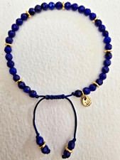 LOLA ROSE DAINTY DARK BLUE QUARTZ GEMSTONE BRACELET WITH GOLD BEADS - NWOT