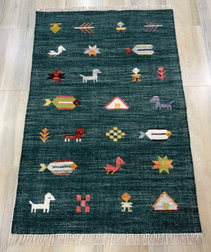 Tribal handwoven wool rug - handwoven,