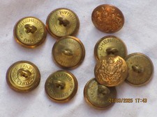 10X General Service Buttons, Brass, 17Mm, Army Kings Crown