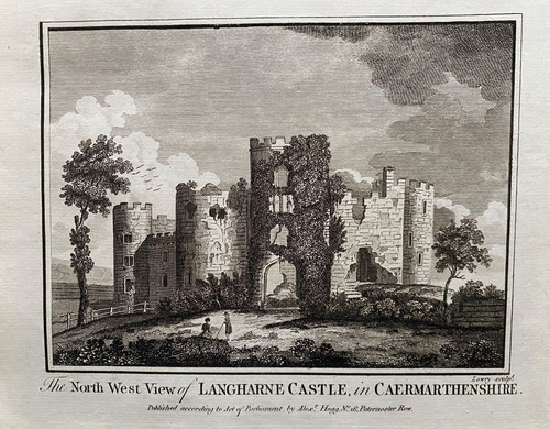 1784 antique print laugharne - 1784,