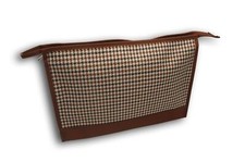 Brown & White Single Zip Dog Tooth Wash Bag