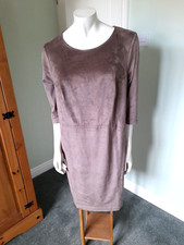 Gray & Osbourn Mink / Coffee Brown Velvet Feel Shift Style Dress, size 18
