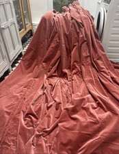 Vintage Cotton Velvet Curtains, Dusky Pink HUGE,  XXX wide, 163" W x 84 " L