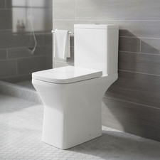Comfort Height Rimless Close Coupled Toilet Square Design Soft Close Seat