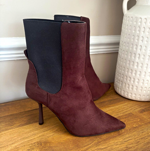 Burgundy faux suede - burgundy,