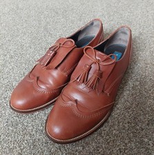 Brown leather tassle loafers - brown,