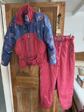Iguana Snowflakes Women’s Ski Jacket Size 14 UK Vintage Red & Blue Pattern Belt