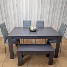 Wooden Dining Table with Bench