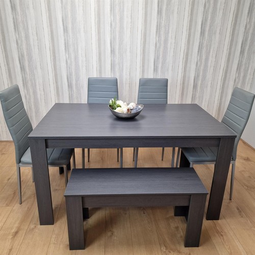 Wooden dining table with bench - dining,