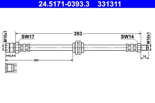 Brake hose ate fits porsche - brake, vw