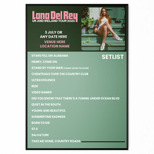 Lana Del Rey Setlist Poster UK