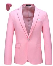 MOGU Mens Pink Blazer for