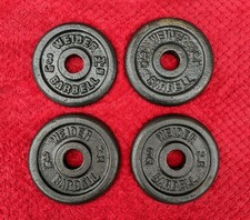 WEIDER four 3 Lb /  1.4 kg Cast Iron Weight Plates for 1" barbell dumbbell bars