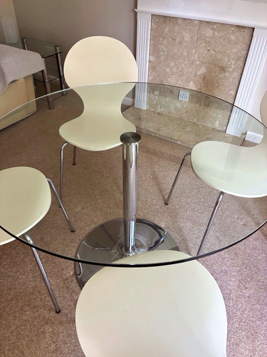 Round glass metal dining - round,