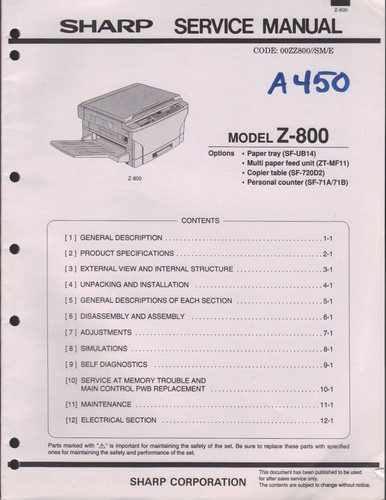 Sharp service manual 800 - sharp,
