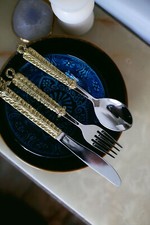 Vintage Style Handcrafted Metal Dhokra Craft Dining Cutlery Set( 3 pieces)