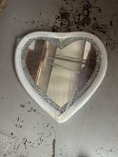 SPARKLY BLING STUNNING CRUSHED DIAMOND CRYSTAL LOVE HEART WALL MIRROR 70x70cm