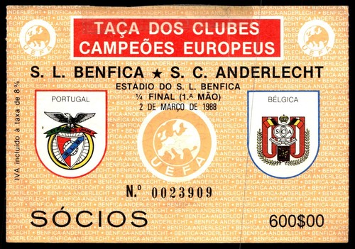 Ticket 1988 benfica - ticket, rsc
