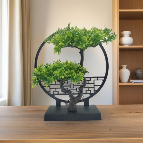 Green plastic pine bonsai tree - pine,