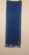 La Coste Blue Scarf Wool Lamb Long  Crocodile Logo Small hole on front.