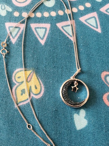 Sterling silver moon and star - silver,