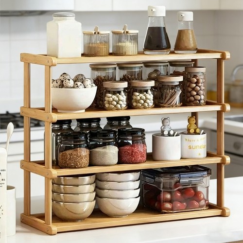 Wooden multi tier desktop - wooden,