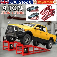 4 ton Hydraulic Car Ramps 2PCS Heavy Duty Garage Auto Van Bottle Lift Jack Ramp