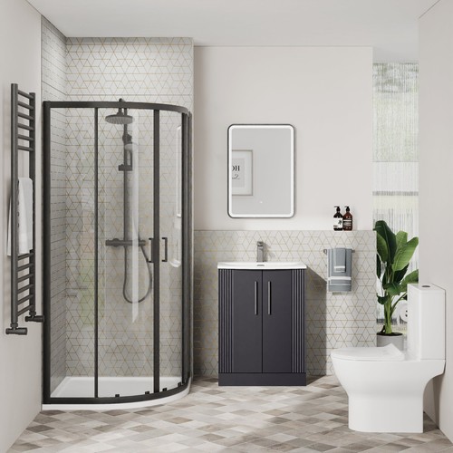 Curved 500mm black - black, vanity
