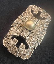 Stunning Period Art Deco Paste and Seed Pearl Brooch c.1930