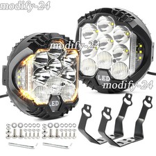 2PCS 5INCH White Amber DRL LED