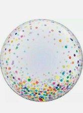 QUALATEX 24" Colourful Confetti Dots DECO BUBBLE Clear Helium Air Balloon 