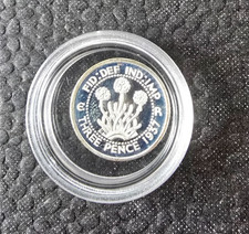 1937 King Edward VIII Silver Retro Pattern Three Pence with Thrift Plant  