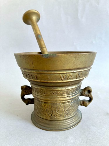 Antique bronze mortar with - bronze,