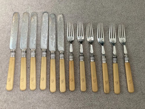 Antique cutlery knife and fork - antique,