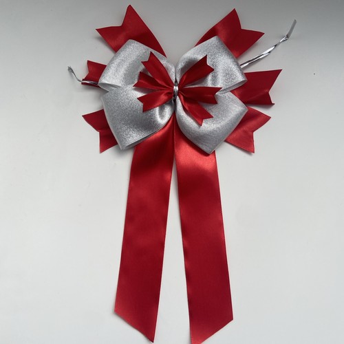 Silver red bow christmas - silver, &