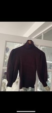 Zara Women Roll Neck Puff Sleeves Brown Top Size S
