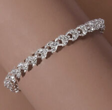 REAL WHITE GOLD FILLED MADE WITH SWAROVSKI CRYSTALS TENNIS CHAIN BRACELET