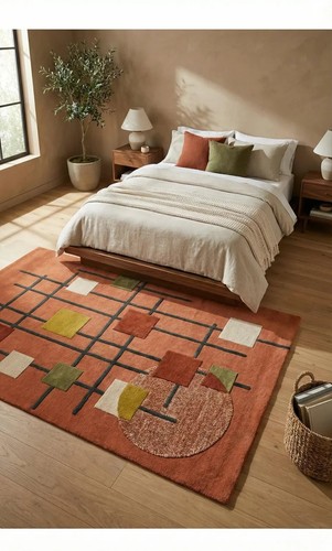 Retro bauhaus hand tufted area - tufted,