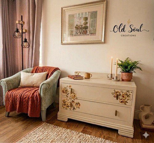 Vintage cream floral drawer - cream,