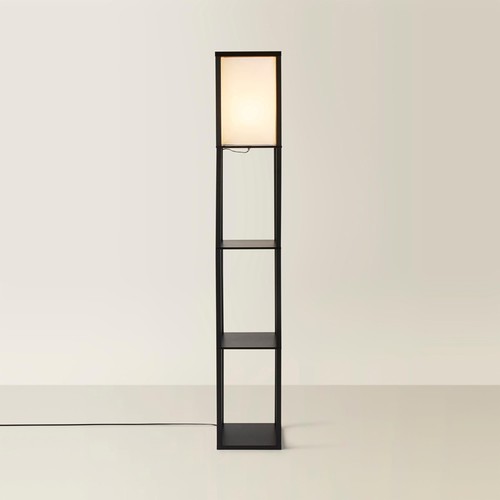 Black wooden floor - floor, lamp