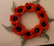 Handmade Knitted Poppy Wreath