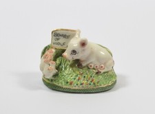 Rare & Very Cute Basil Matthews Art Pottery Pig & 4 Babies ~ Beware of The Wolf