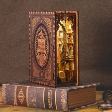 DIY Book Nook Doll House Miniature Wooden Bookshelf Miniatures Model Kit Gift